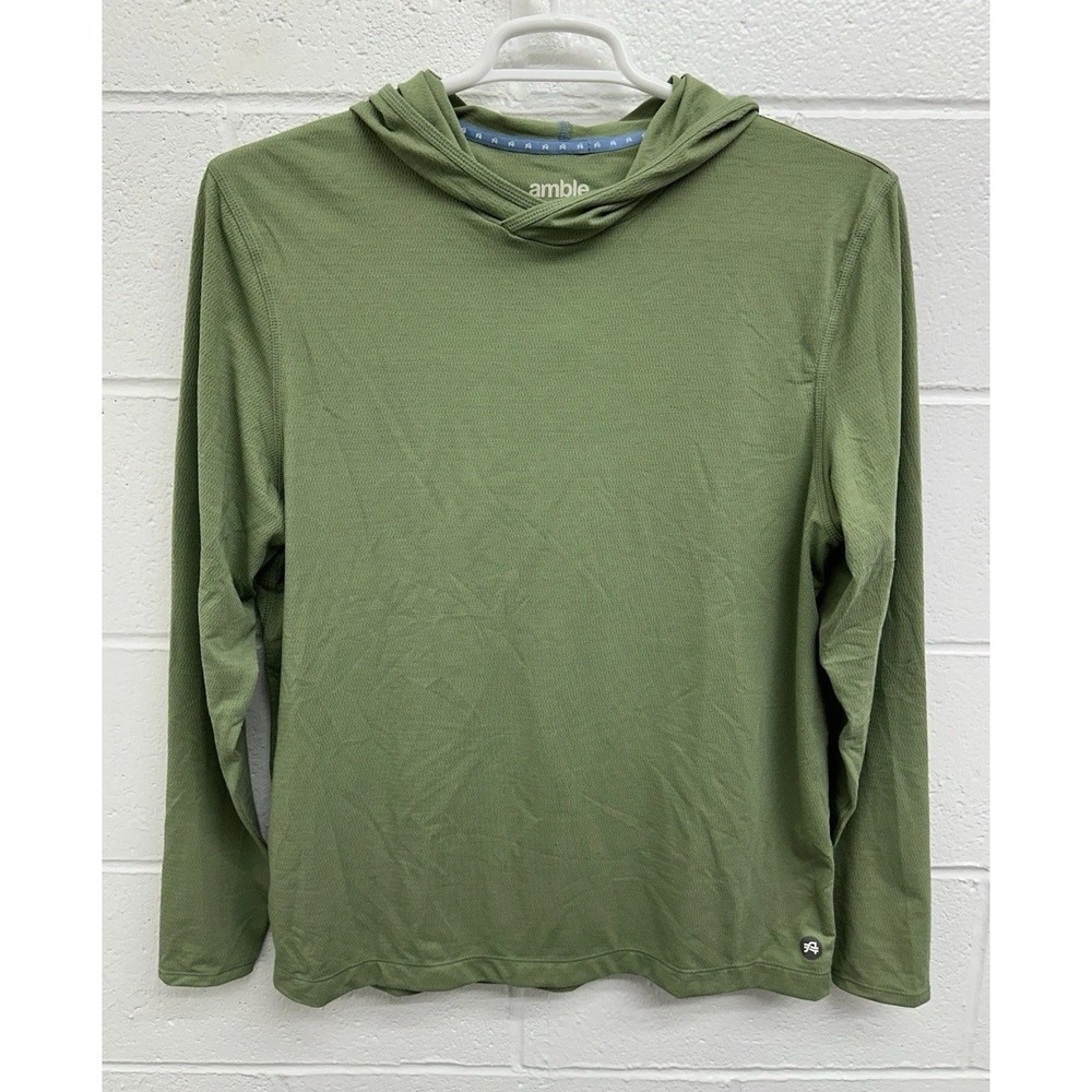 Amble Clothing Coastal Wavy Turf Green‎ Waffle Hoodie / Men's Size Medium